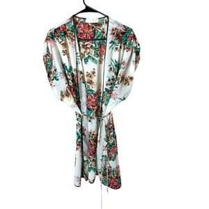 Vintage Val Mode‎ Floral Robe Lingerie Small White Red Green Flowers